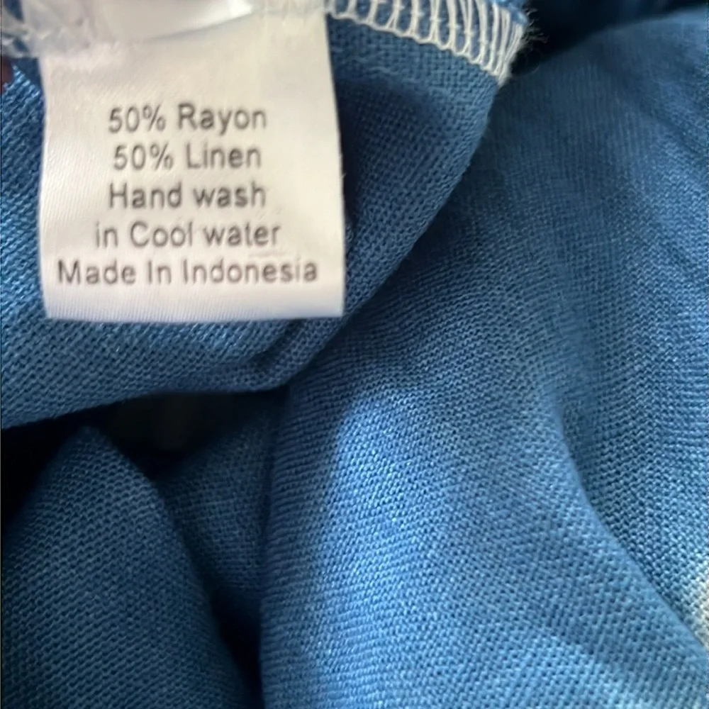 Sole by Mare Sole Amore Linen Blend A-Line Tie Dye Midi Dress White/Blue Sz S - Picture 12 of 12